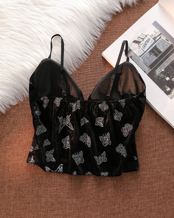 Black Butterfly Crop Top