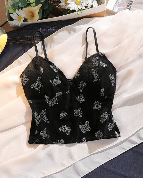Black Butterfly Crop Top