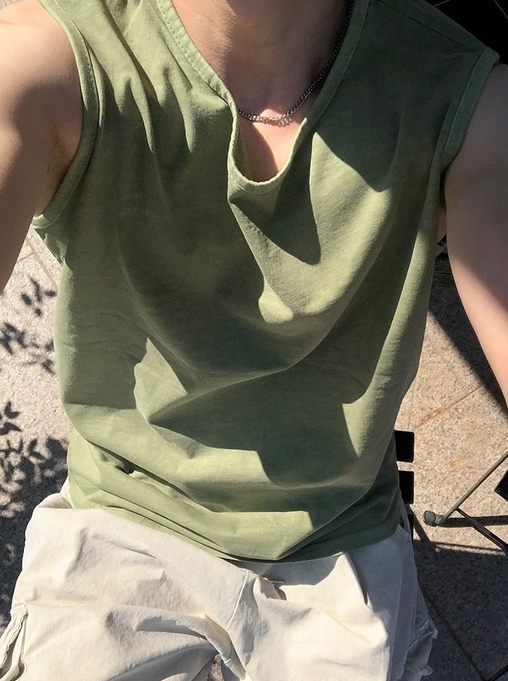 Sleeveless Relaxed Fit Casual Tank Top