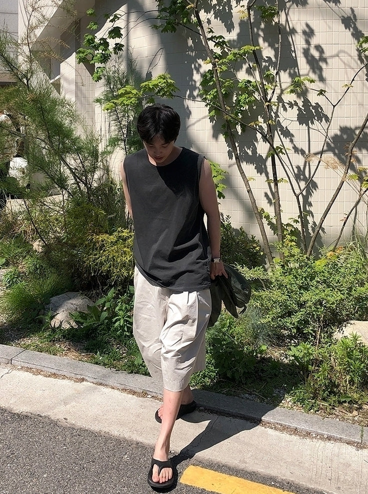 Sleeveless Relaxed Fit Casual Tank Top