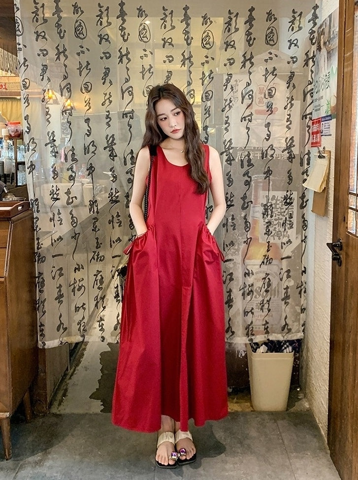 Sleeveless French Style Vacation Maxi Dress