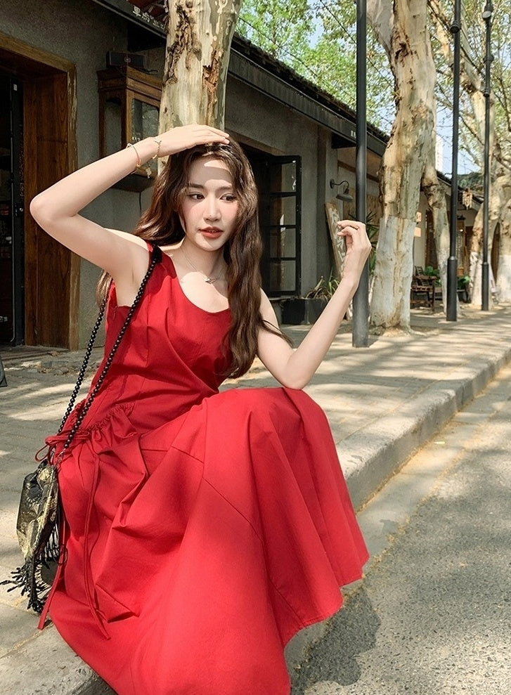 Sleeveless French Style Vacation Maxi Dress