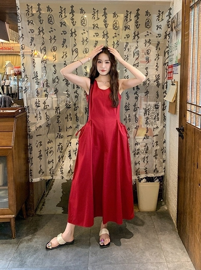 Sleeveless French Style Vacation Maxi Dress