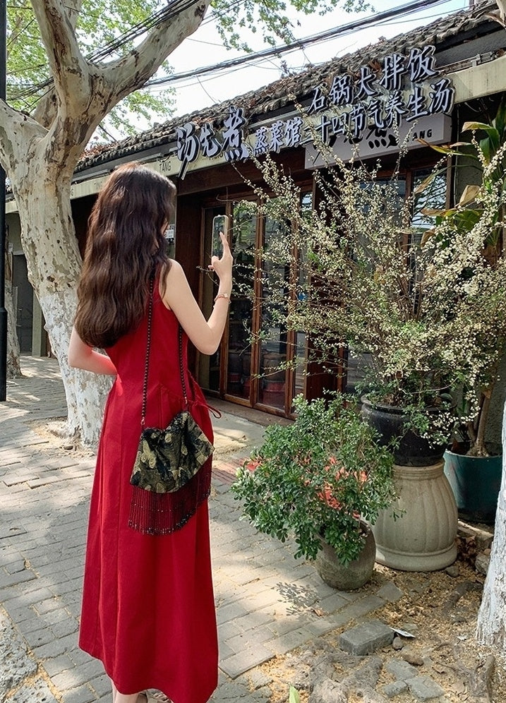 Sleeveless French Style Vacation Maxi Dress