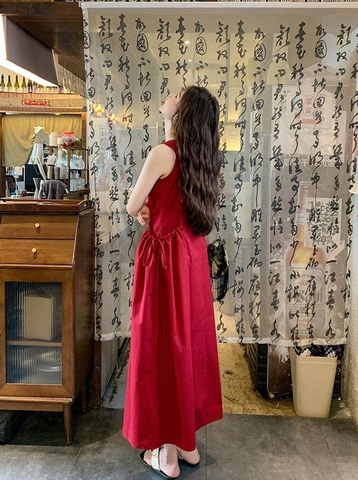 Sleeveless French Style Vacation Maxi Dress