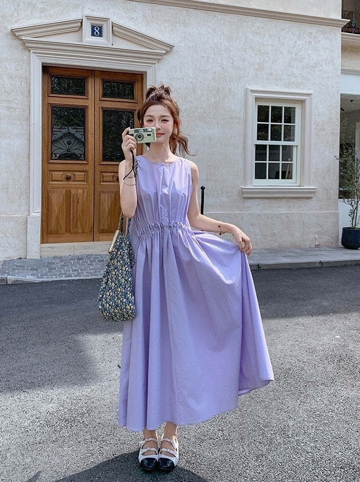 Sleeveless Pleated Maxi Dress Elegant Summer Style