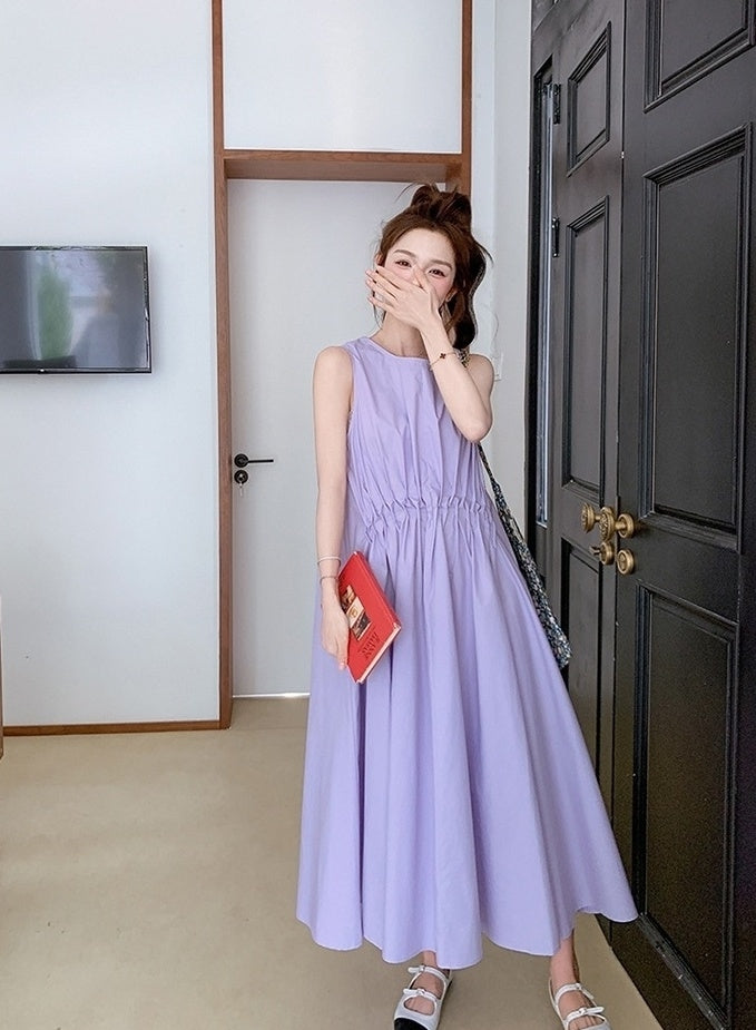 Sleeveless Pleated Maxi Dress Elegant Summer Style