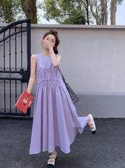 Sleeveless Pleated Maxi Dress Elegant Summer Style
