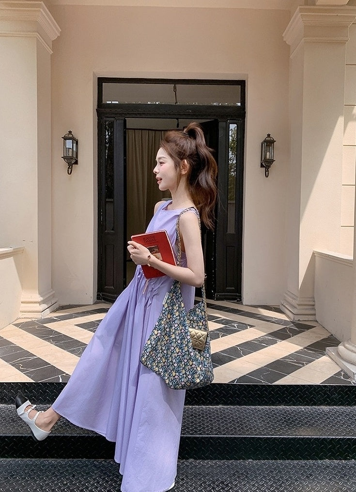 Sleeveless Pleated Maxi Dress Elegant Summer Style