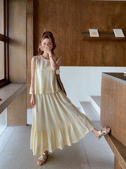 Sleeveless Vest And Skirt Set Summer French Style