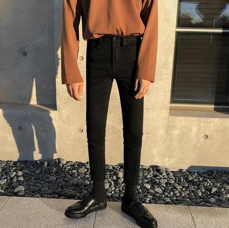 Slim Black Denim Pants With Stretch