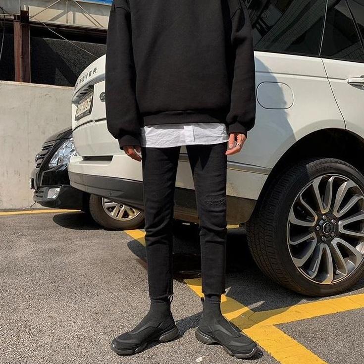 Slim Black Denim Pants With Stretch
