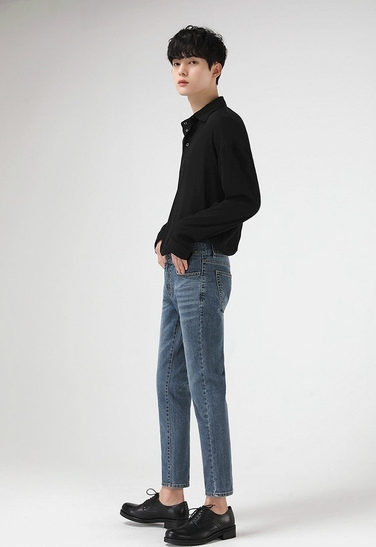 Slim Fit Casual Denim Pants Korean Style