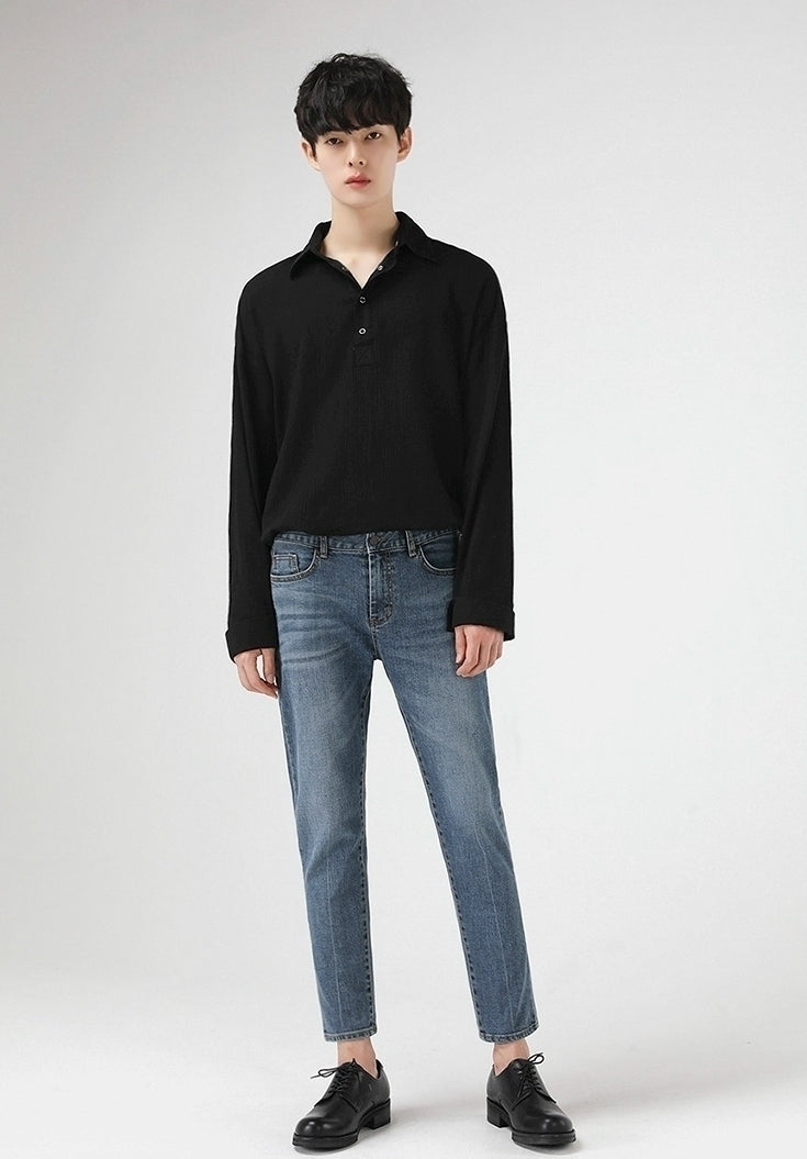 Slim Fit Casual Denim Pants Korean Style