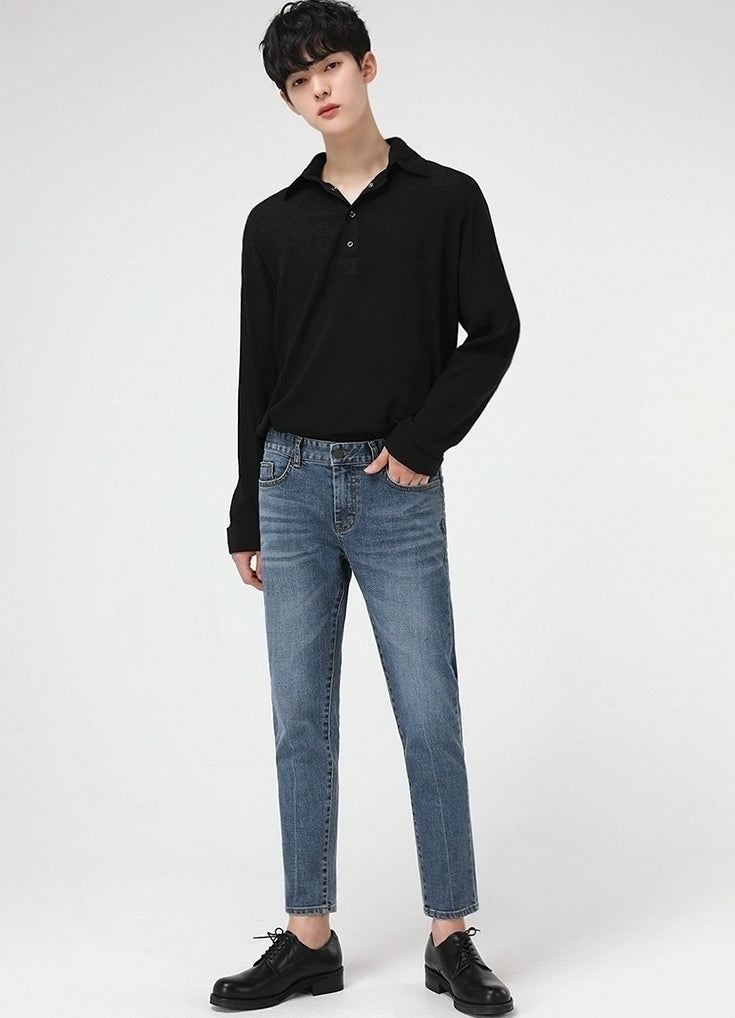 Slim Fit Casual Denim Pants Korean Style