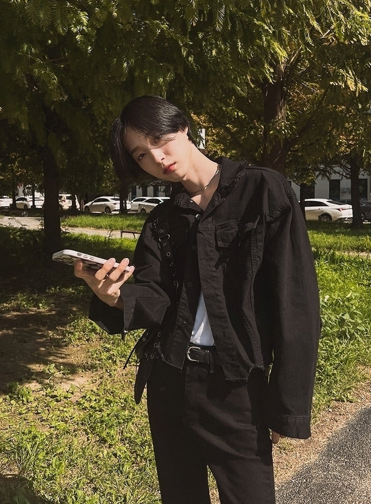 Slim Fit Flared Black Denim Commuter Pants
