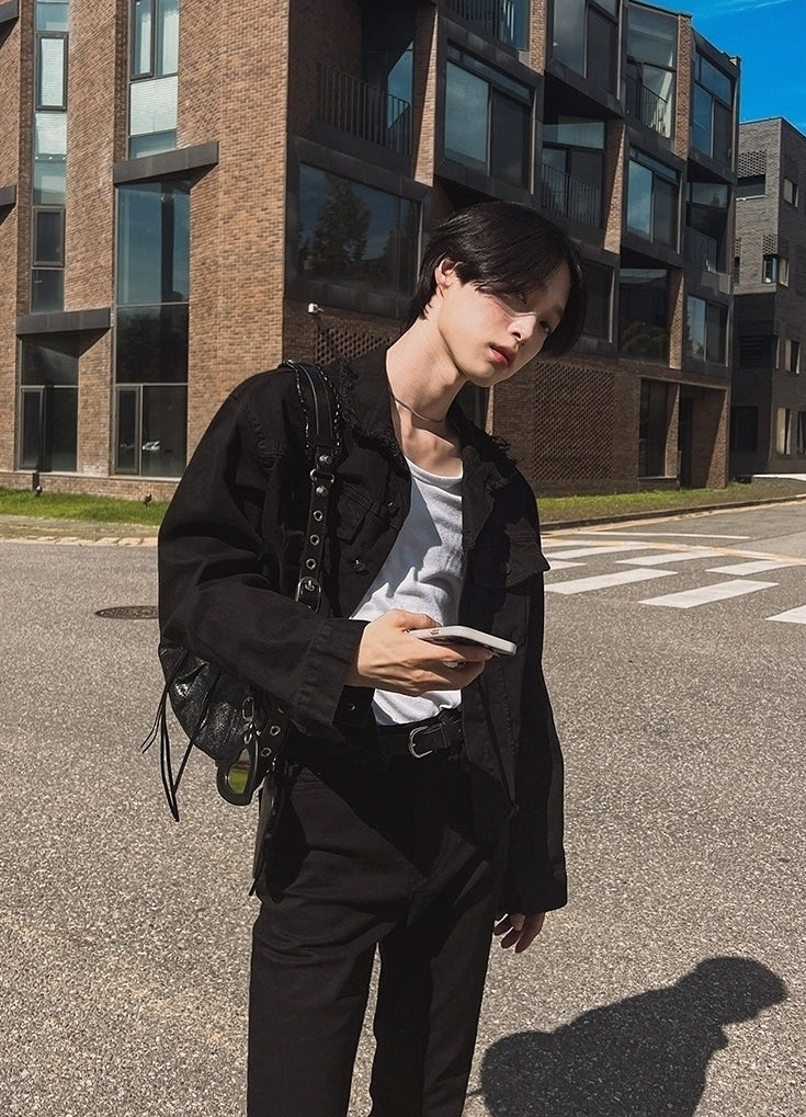 Slim Fit Flared Black Denim Commuter Pants