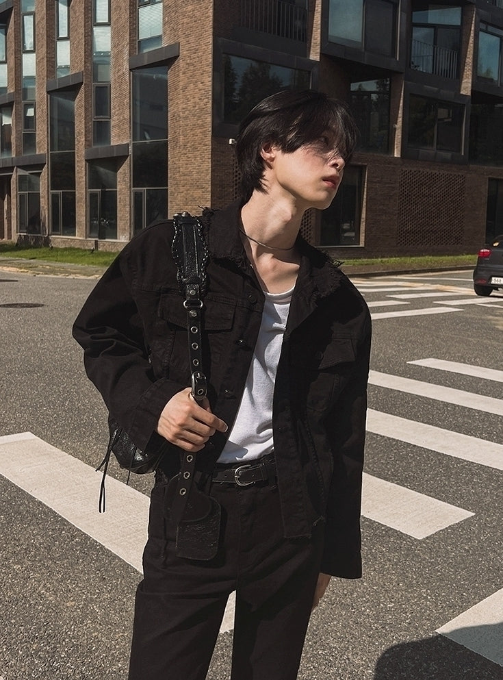Slim Fit Flared Black Denim Commuter Pants