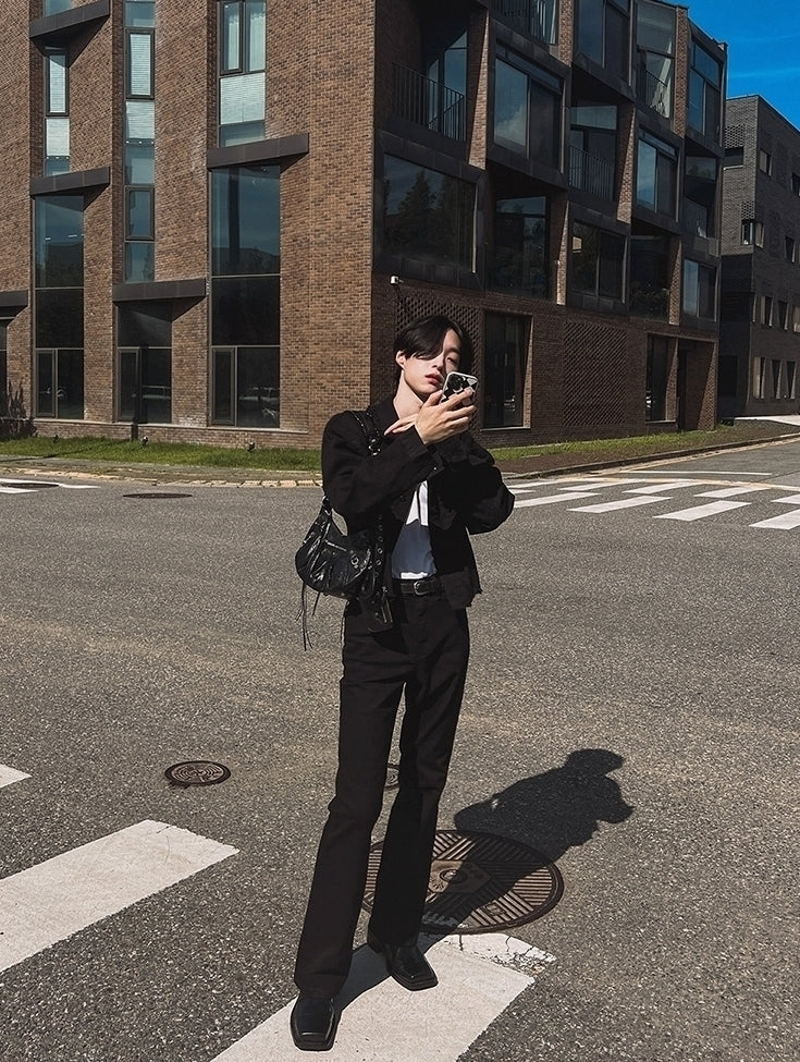 Slim Fit Flared Black Denim Commuter Pants