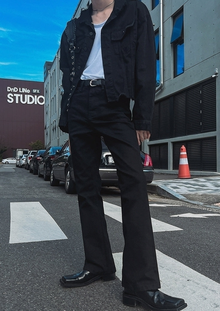 Slim Fit Flared Black Denim Commuter Pants