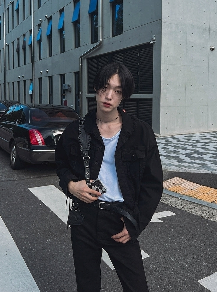 Slim Fit Flared Black Denim Commuter Pants