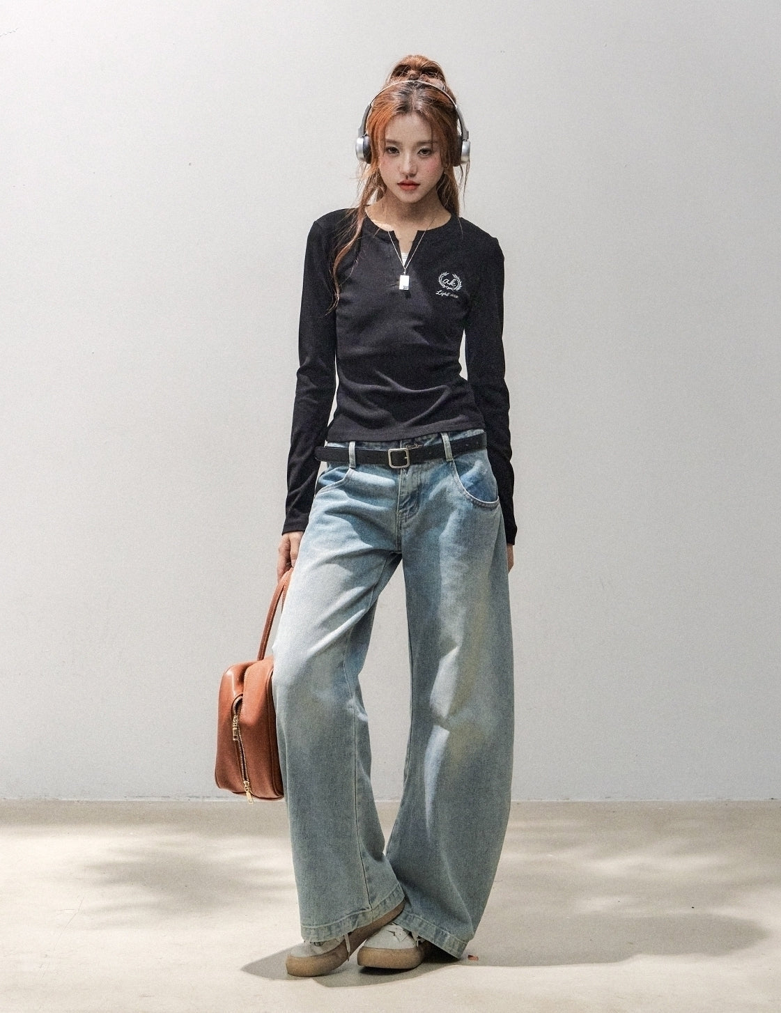 Slim Fit V Neck Long Sleeve Top