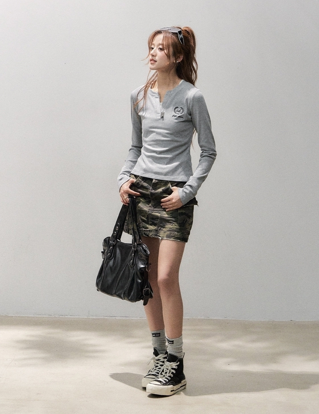 Slim Fit V Neck Long Sleeve Top