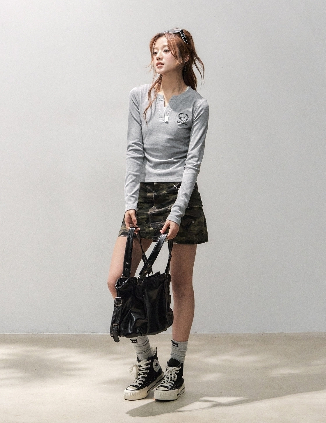 Slim Fit V Neck Long Sleeve Top