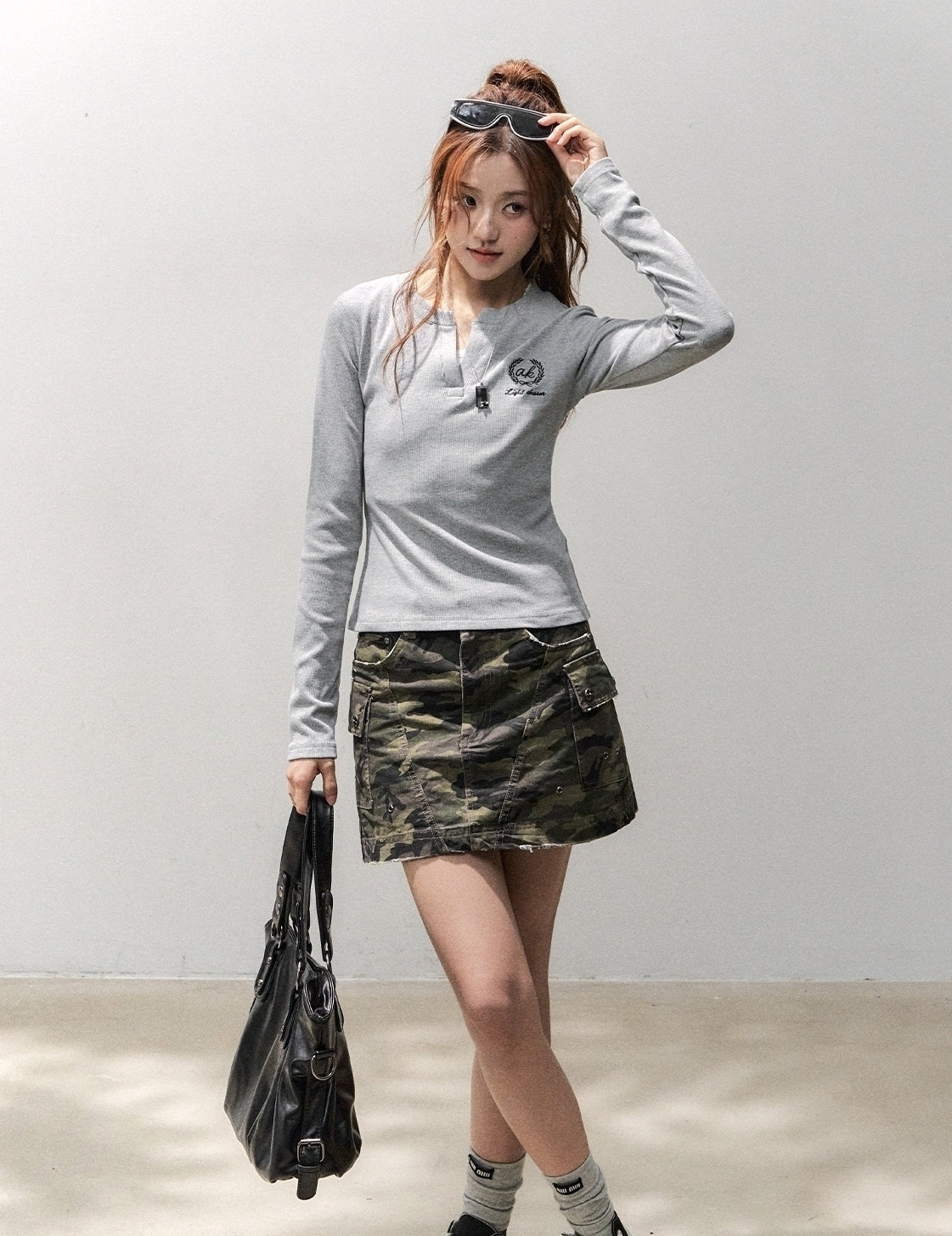 Slim Fit V Neck Long Sleeve Top
