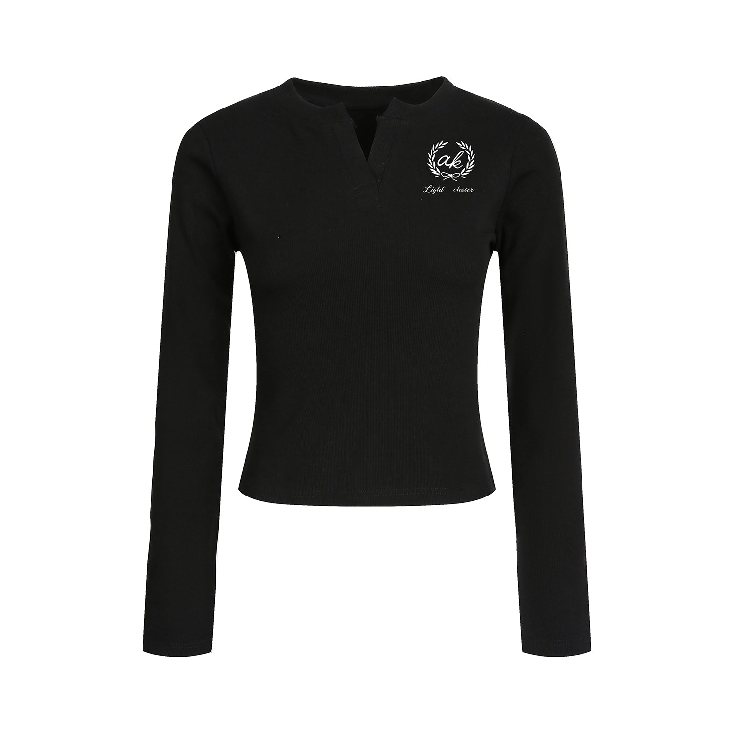 Slim Fit V Neck Long Sleeve Top