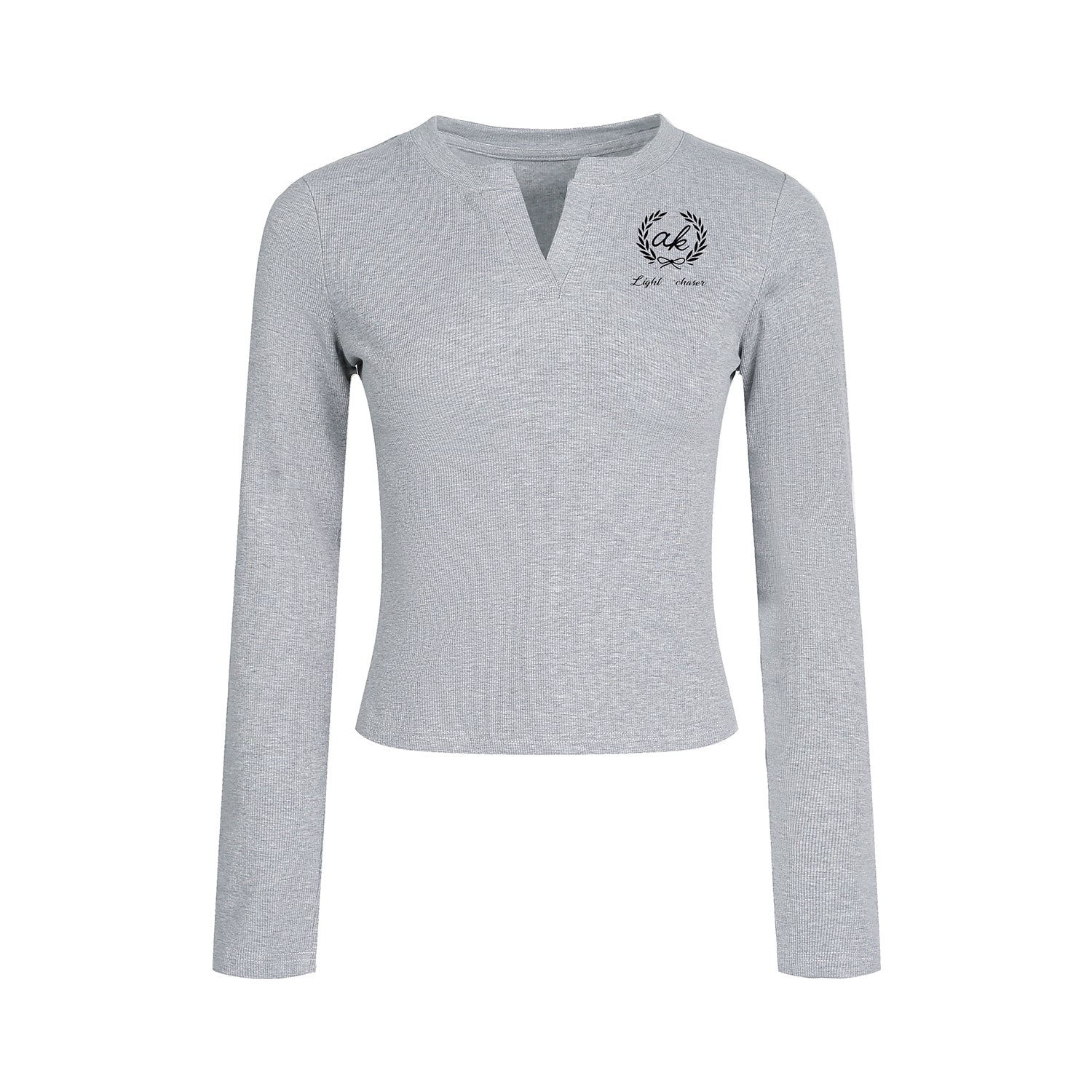 Slim Fit V Neck Long Sleeve Top