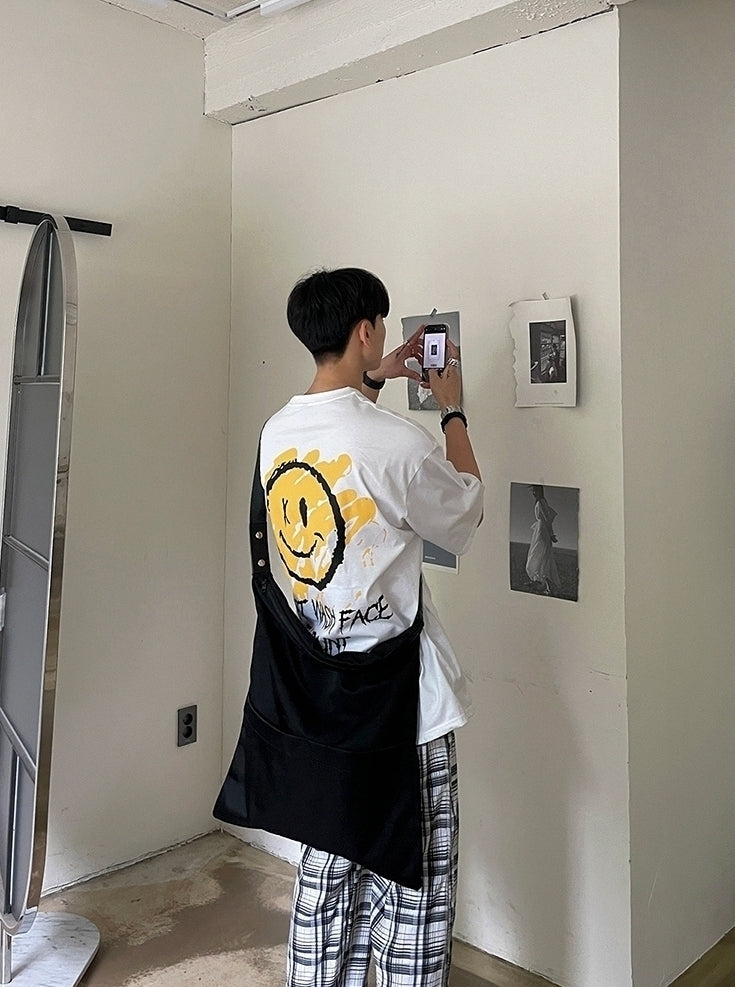 Smiley Graffiti Print Loose T-Shirt