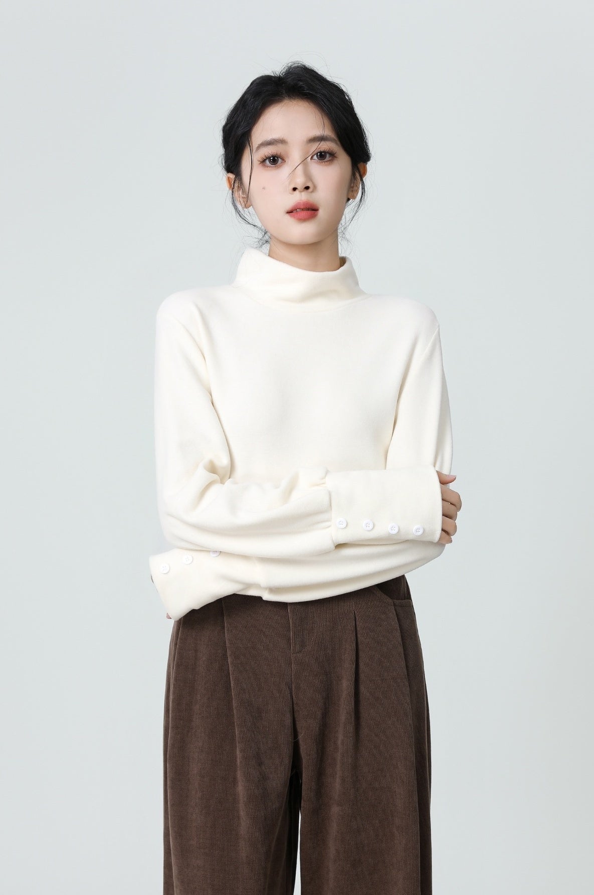 Soft Fleece Turtleneck Long Sleeve Top