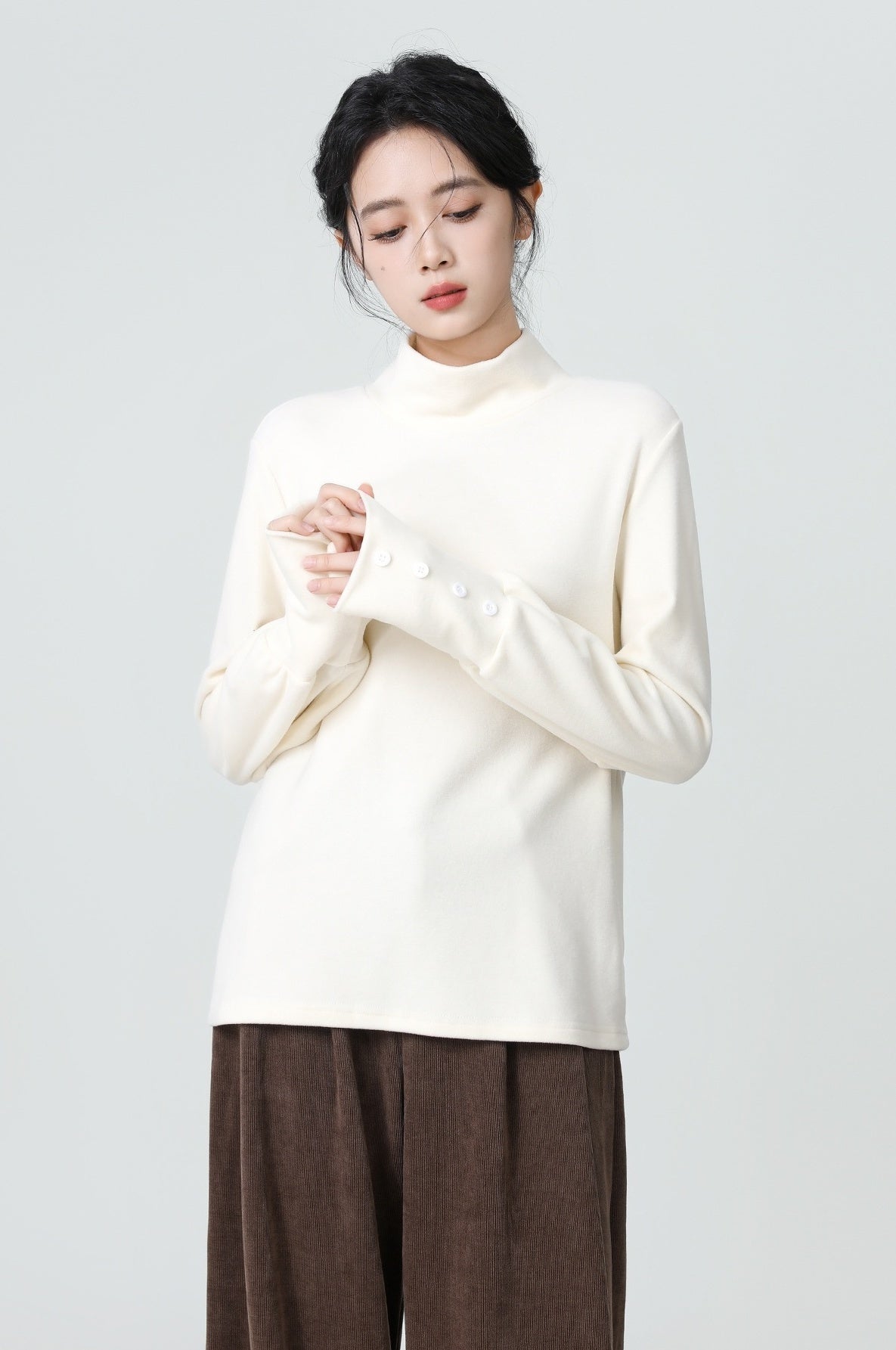 Soft Fleece Turtleneck Long Sleeve Top