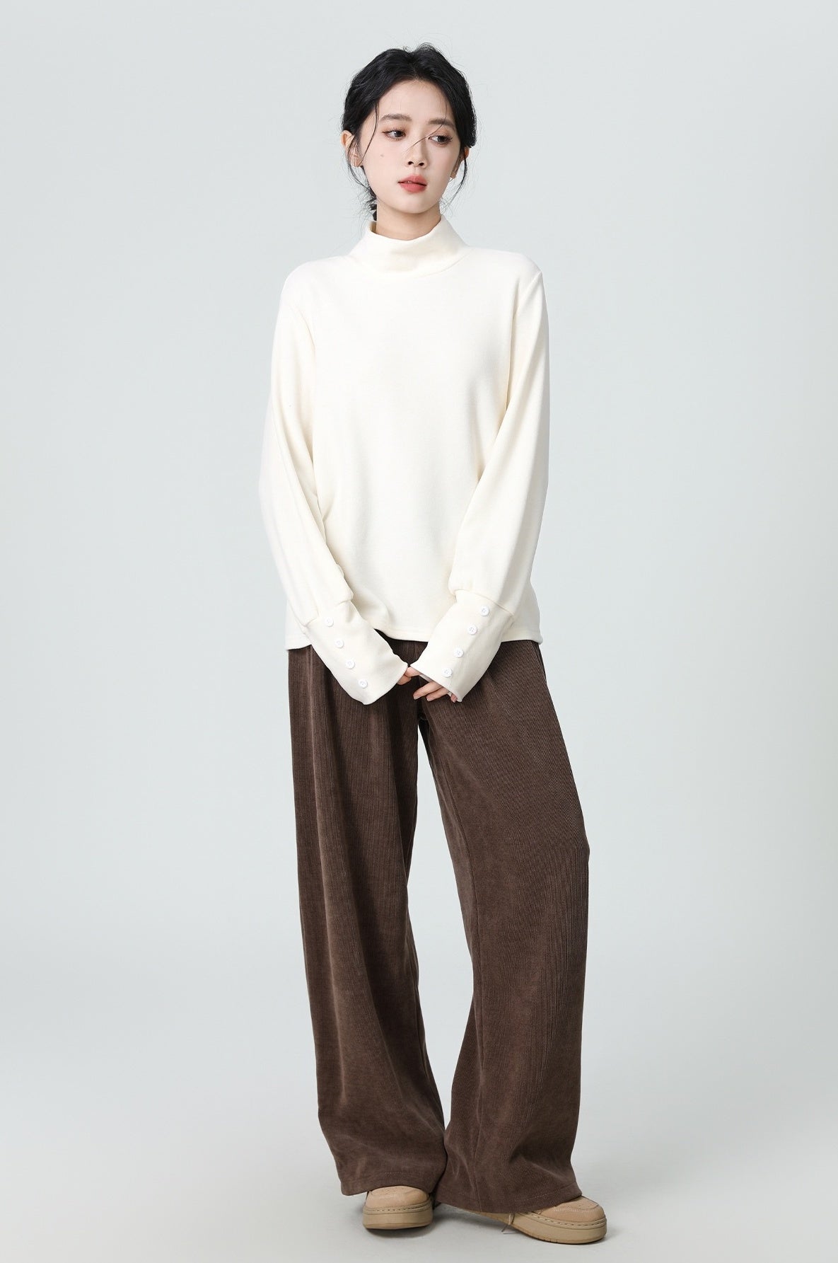Soft Fleece Turtleneck Long Sleeve Top