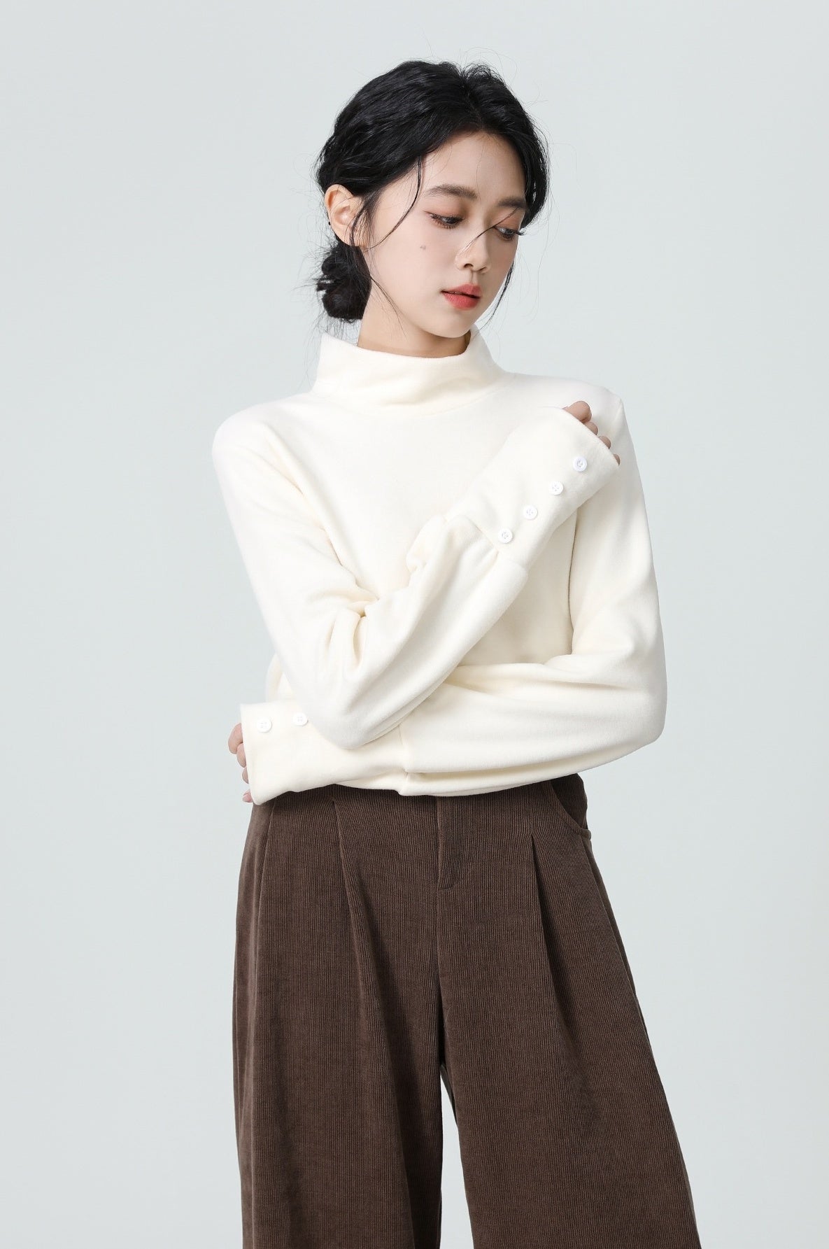 Soft Fleece Turtleneck Long Sleeve Top