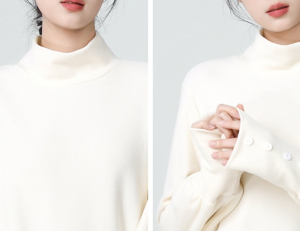 Soft Fleece Turtleneck Long Sleeve Top