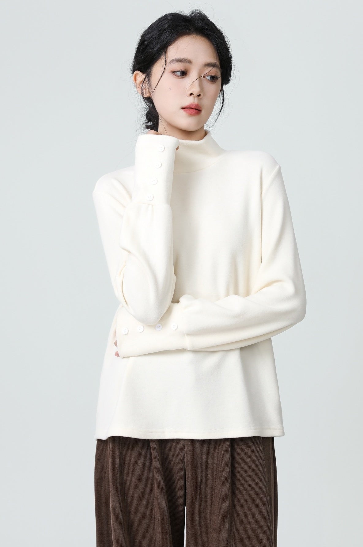Soft Fleece Turtleneck Long Sleeve Top