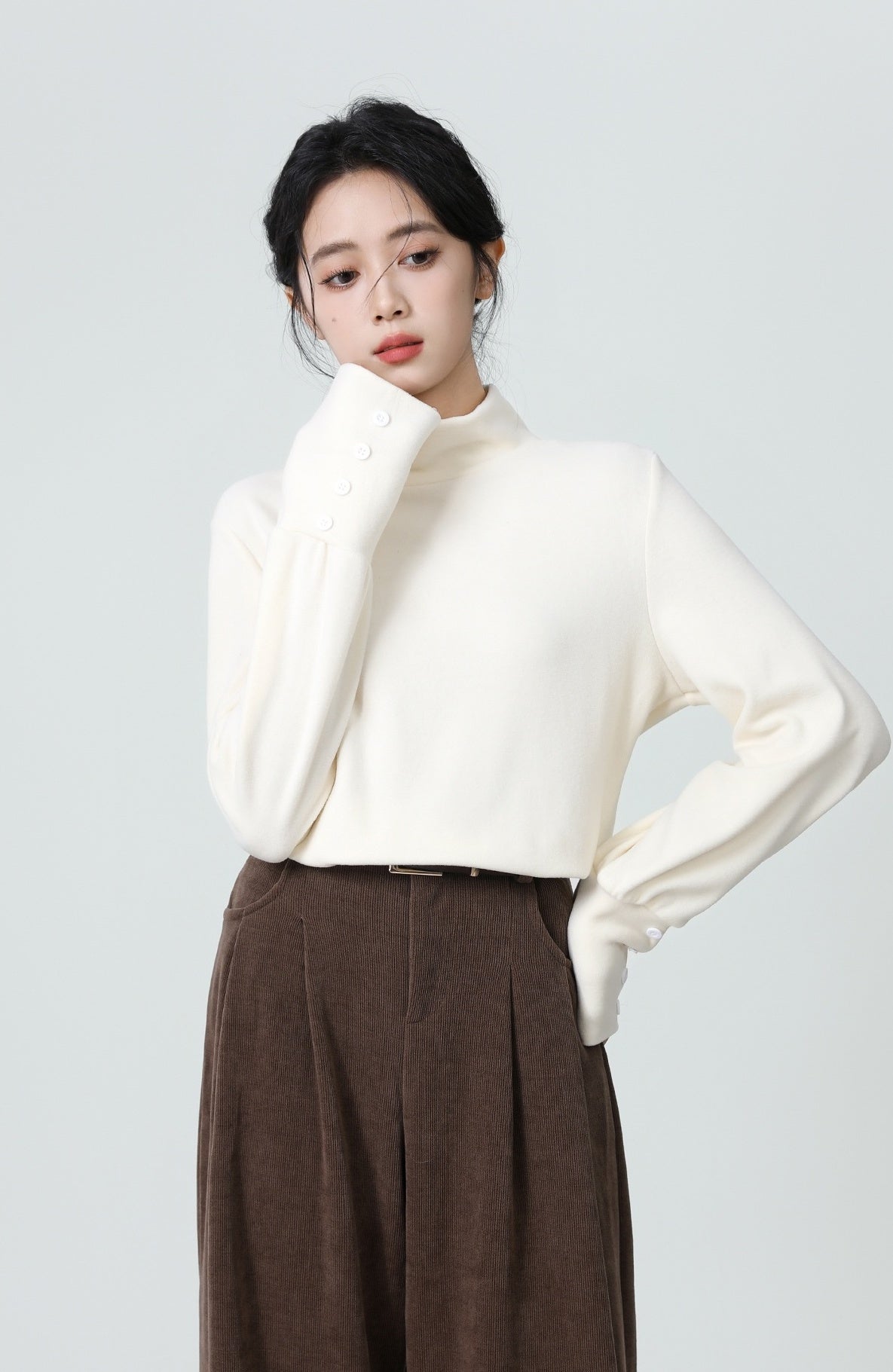 Soft Fleece Turtleneck Long Sleeve Top