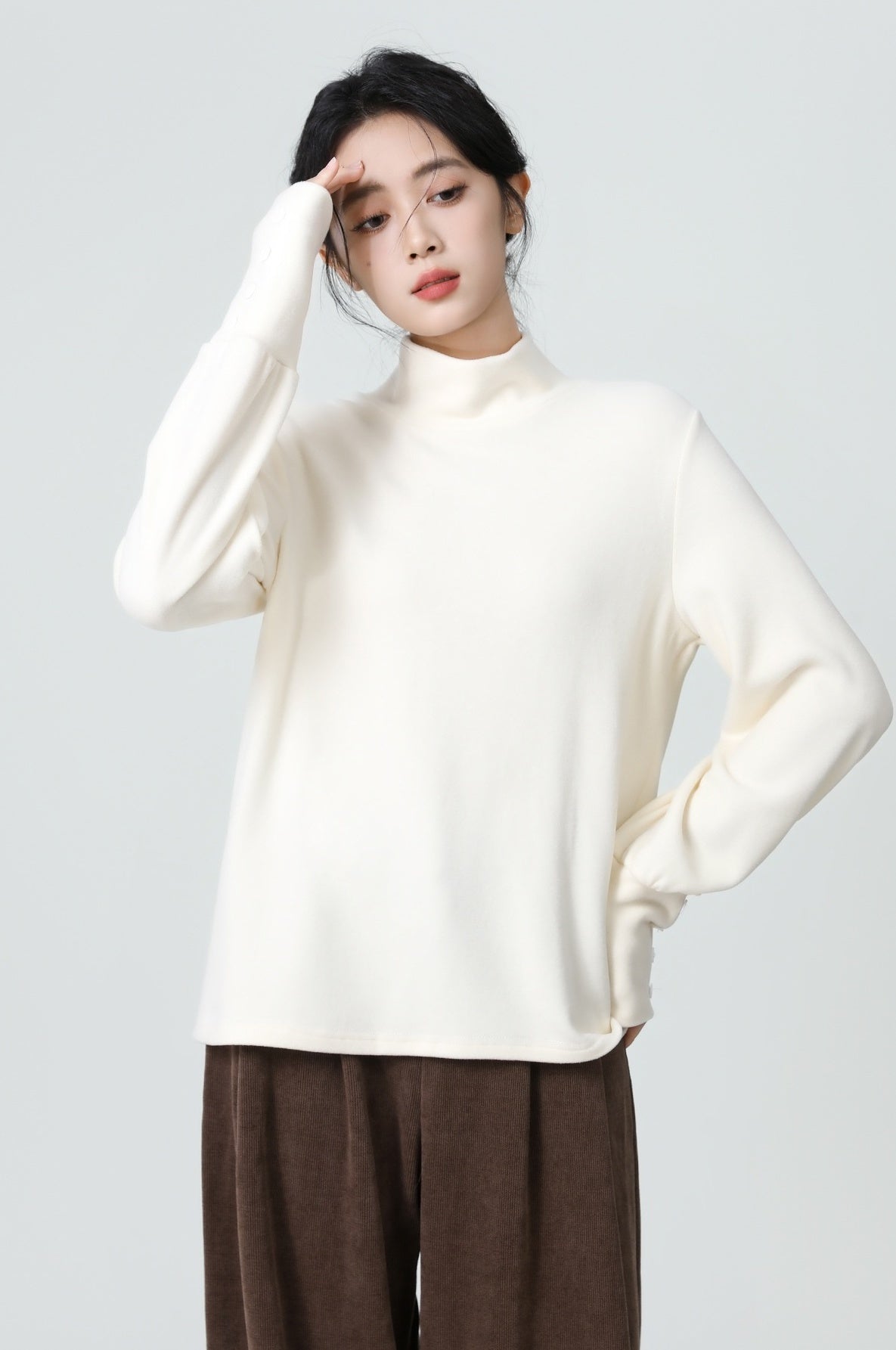 Soft Fleece Turtleneck Long Sleeve Top