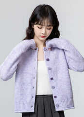 Soft Knit Purple Cardigan Sweater
