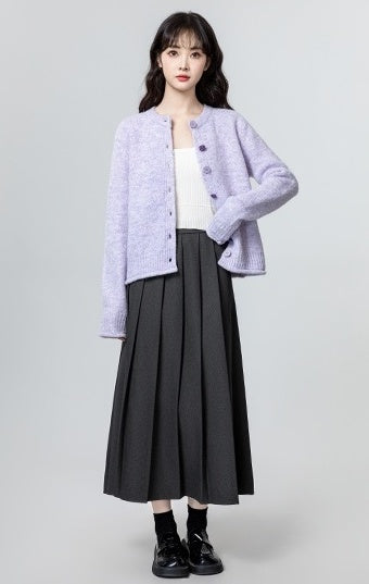Soft Knit Purple Cardigan Sweater