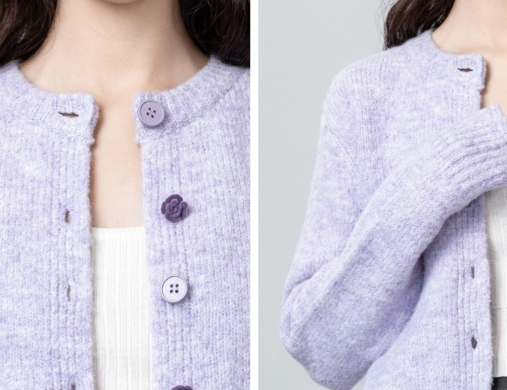 Soft Knit Purple Cardigan Sweater