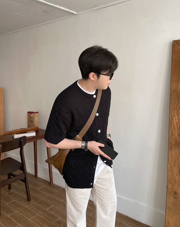 Soft Knit Short Sleeve Cardigan Sweater
