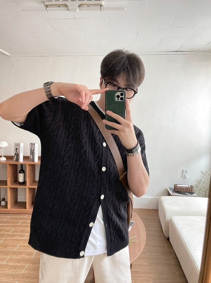 Soft Knit Short Sleeve Cardigan Sweater