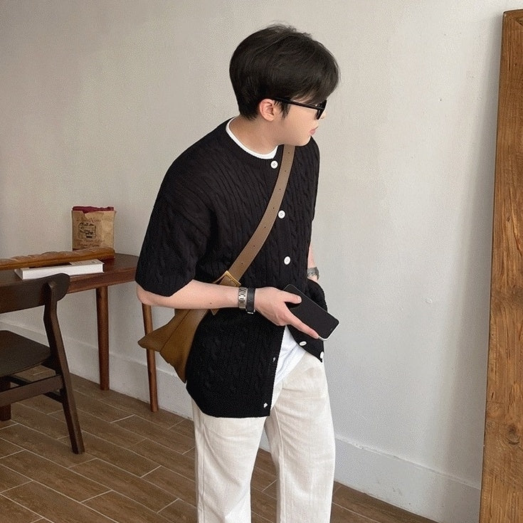 Soft Knit Short Sleeve Cardigan Sweater