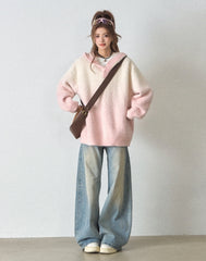 Soft Plush Ombre Hooded Knit Sweater