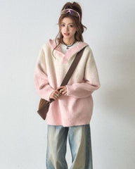 Soft Plush Ombre Hooded Knit Sweater