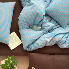 Blue Striped Duvet Cover Set