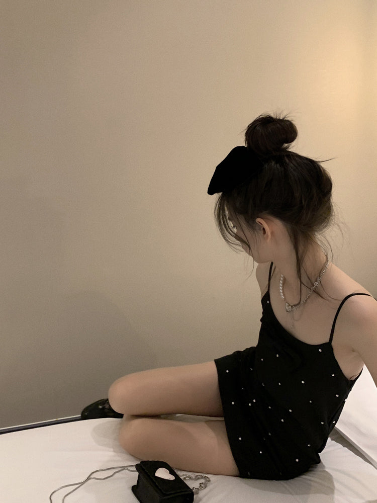 Black Crystal Sling Dress